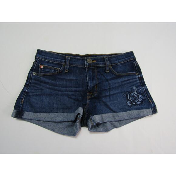 Hudson Blue Denim Floral Embroidered Shorts Women's size 25 Boho Fairy READ - Picture 1 of 8